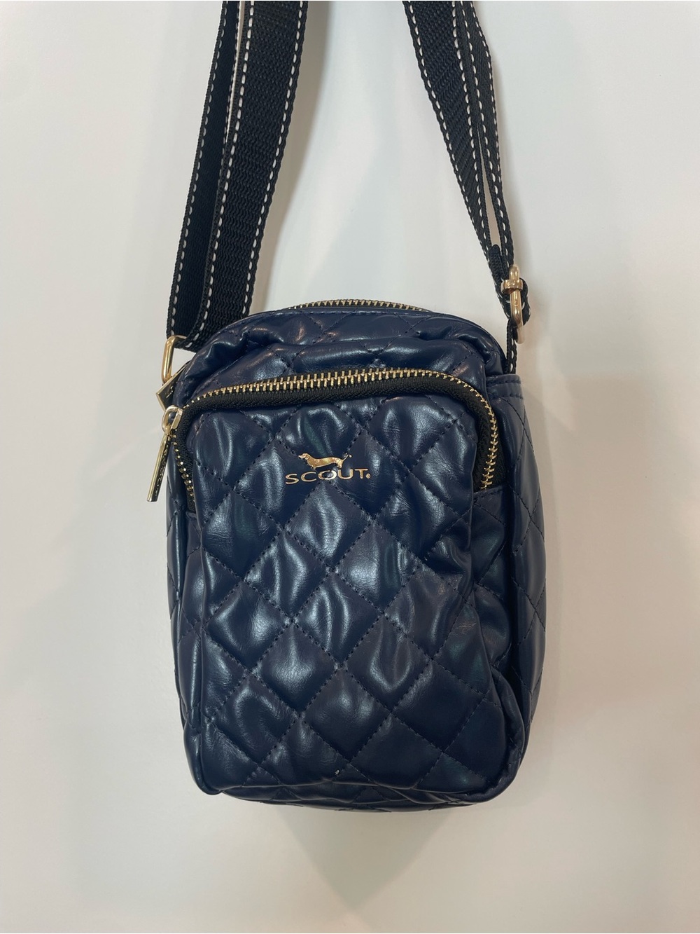 SCOUT Quilted Navy Crossbody with Gold Accent
